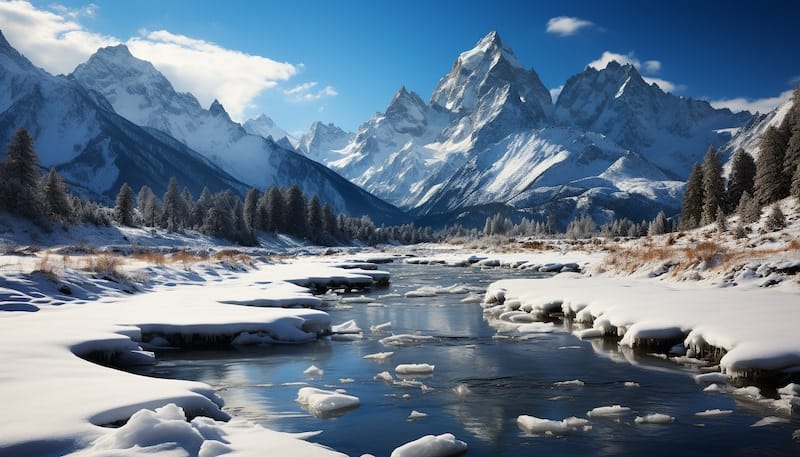 creek in the snowy mountains