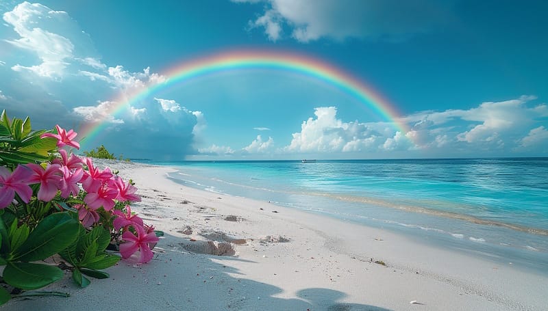 beach with rainbow