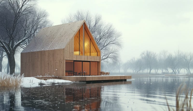 cozy house in the snow