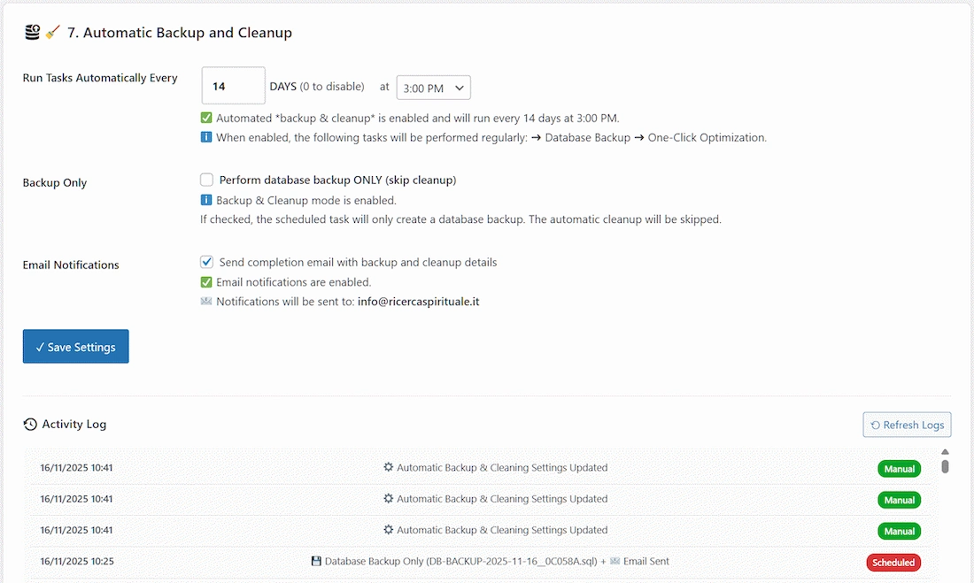 wp optimal state - dashboard screen 6
